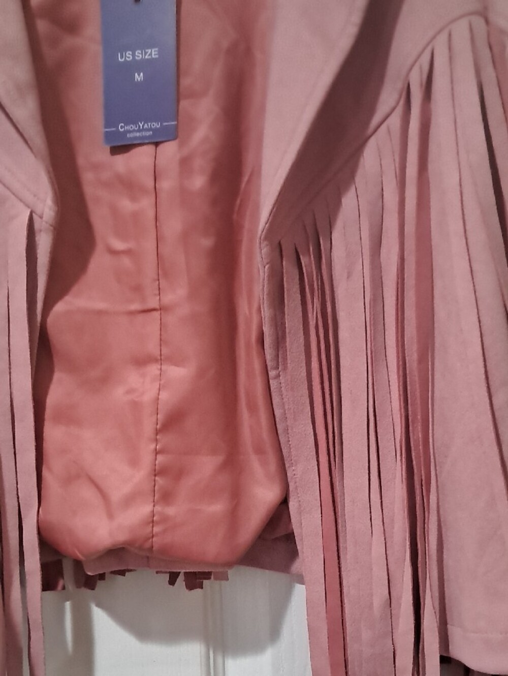 Chartou Pink Fringe Suede-Style Jacket - Picture 7 of 8
